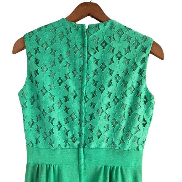 Vintage 60s Green Lace Bodice Sleeveless Sheath Dress w/ Matching Crop Jacket, M - Picture 6 of 16